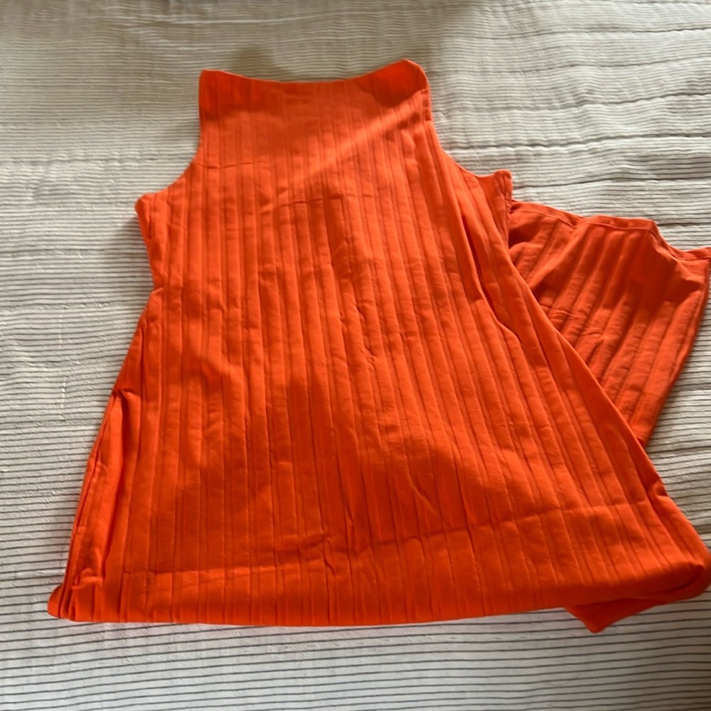 Zara Orange Sleeveless Ribbed Maxi Dress
